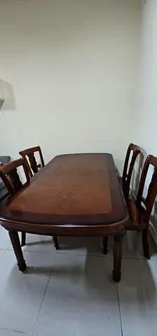 Solid Wood Dining Table with 6 Chairs - Classic Design