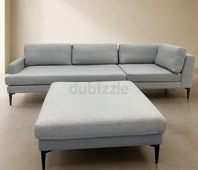 West elm light grey sofa with ottoman