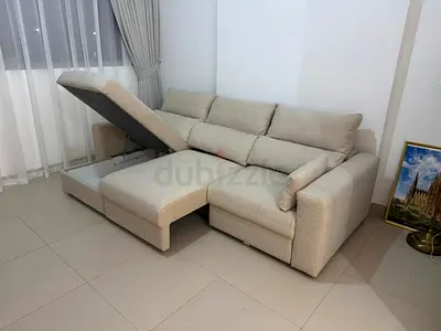 IKEA Esklstuna L Shape Sofa By Beige Excellent condition