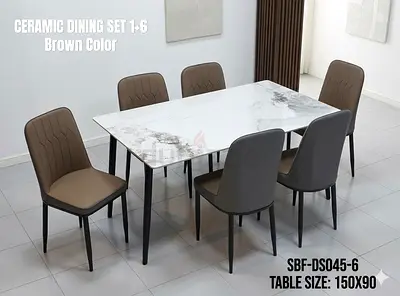 Marble Top Dining Table 6 Chairs New For Sale