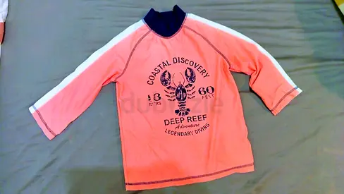 Children swim top - long sleeve (9-10 years old) Orange & white colour