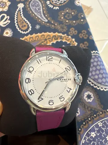 Women's Coach Analog Watch with Pink Leather Strap - Good Condition
