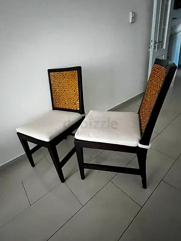 Round dining table with six chairs