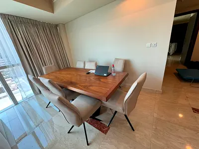 Excellent condition pan home dining table with chairs