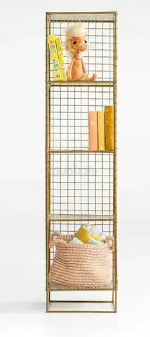 Metal Grid 4-Cube Tall Bookcase - Gold Finish