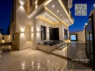 Luxury spacious villa in Al Helio, Ajman, corner plot, 2 floors + roof, 5 bedrooms, 6 baths, majlis, 2 halls, premium finishing, 4 payments.