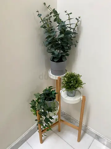 IKEA SATSUMAS 3-Tier Plant Stand – Bamboo/White