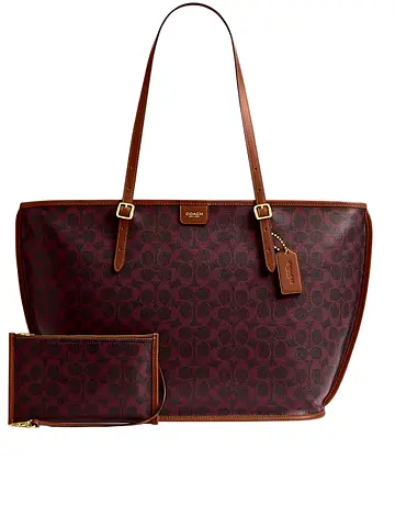 Coach Coach Taxi Tote Bag In Signature Canvas Black Currant Sable