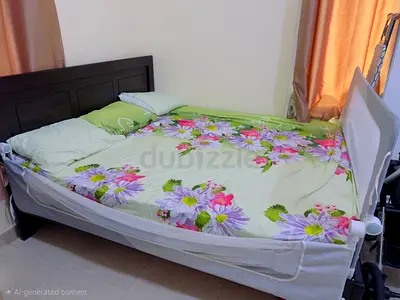 King size (200x220) wooden bed frame with mattress