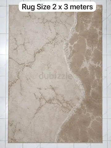Used 2 x 3 m Neutral Abstract Rug — Good Condition