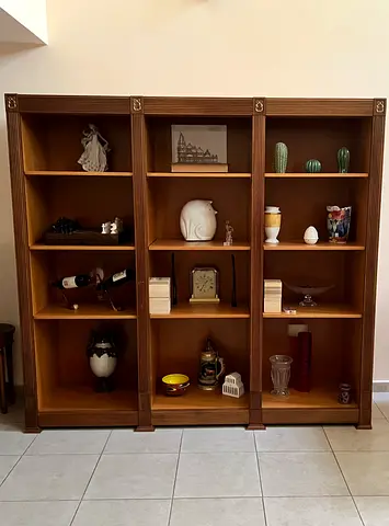 Solid Wood 3-Section Bookcase / Display Shelves - Classic Design