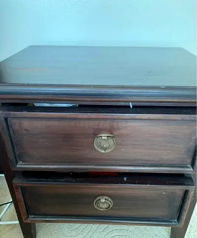 Vintage Solid Wood 2-Drawer Nightstand / Bedside Table - Dark Finish