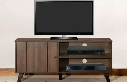 Mid-century Style TV Cabinet / Entertainment Unit - Dark Wood 6 months used