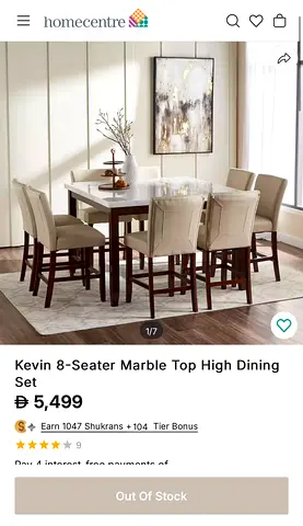 Kevin 8-seater marble top high dining set