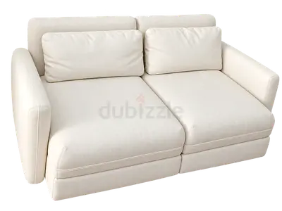 Cream 2-seater Leather Sofa in Good Condition