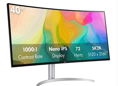 LG 40WP95C-W is a 39.7-inch curved ultrawide 5K2K Nano IPS monitor