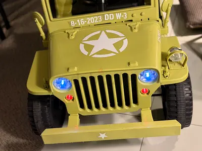 Kids Ride-On Military Jeep with Lights - Green