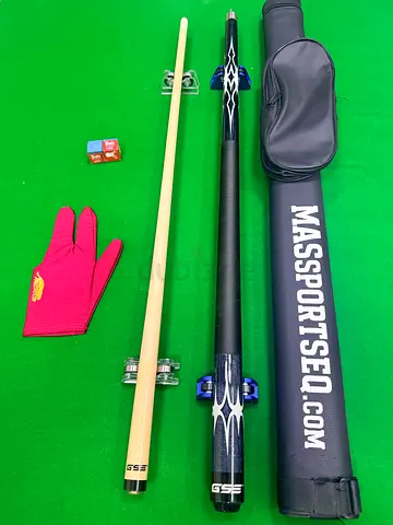 GSE 2-piece MassSportSEQ Pool Cue with Case, Glove and Chalk 13mm. 21oz