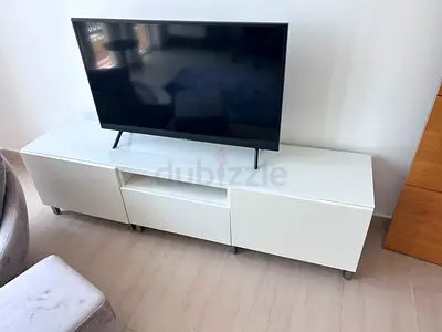 IKEA white TV unit / media console with cabinets - good condition