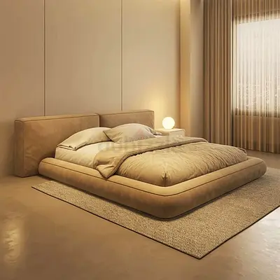 Modern Upholstered Low Profile Platform Bed