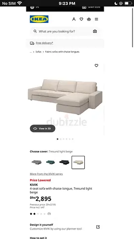 IKEA 4 seater L shape sofa chaise