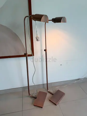 2 x Modern Rose Gold / Copper Floor Lamps
