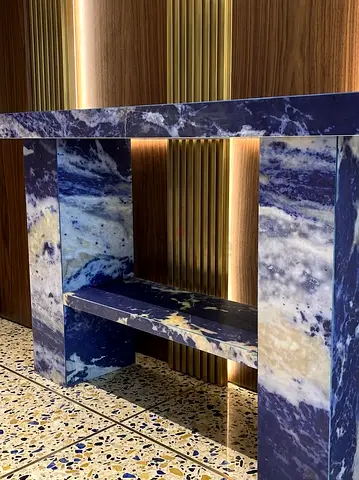 solid Blue Quartz Console Table / Hallway Table - Solid Quartz