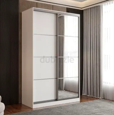 White sliding wardrobe with mirrored door - good condition