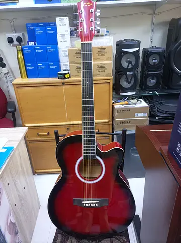 Red sunburst 40 inch acoustic guitar with cutaway - good condition