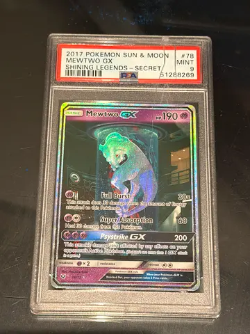 Graded 2017 Pokémon SM Shining Legends Mewtwo & Mew GX Secret Rare PSA 9