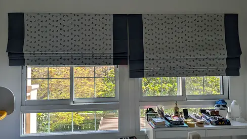 Blue Roman curtain blinds for boys room