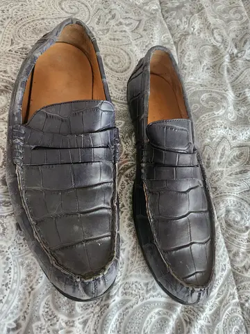 Original PURDEY London Men's Crocodile / Alligator Embossed Leather Loafers – Vibram Sole