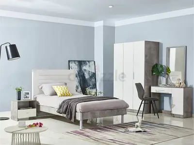 Modern 3-Piece Bedroom Set: Bed, Wardrobe & Dressing Table