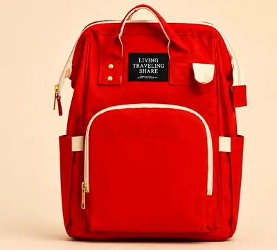 Canvas red and white backpack
