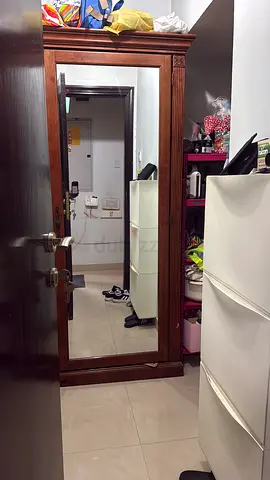Large Wooden Full-Length Mirror with Ornate Frame