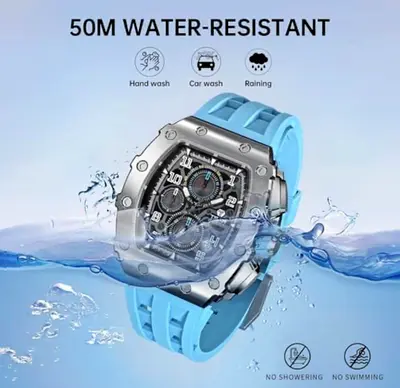 TSAR BOMBA Chronograph Japanese Movement Sapphire Glass - 50M Waterproof Men's. White extra strap