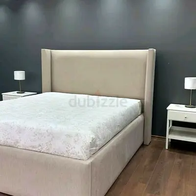 Modern Upholstered Bed Frame with Wingback Headboard