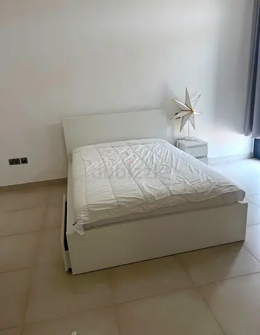 White double storage bed with headboard - good condition