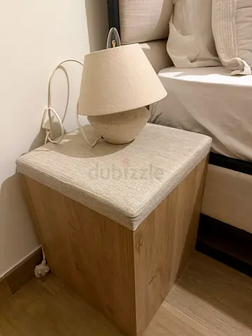 Light wood bedside table / small side table with padded top