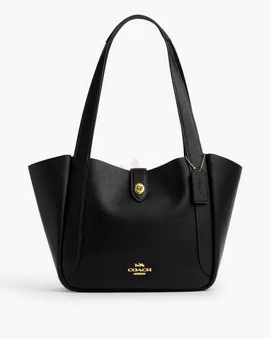 Black Coach Leather Shoulder Tote Bag - Medium