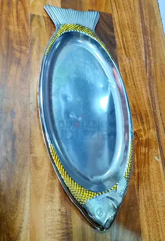 Metal-fish shaped tray 46cm
