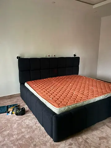 Modern Upholstered Bed Frame with Tufted Headboard
