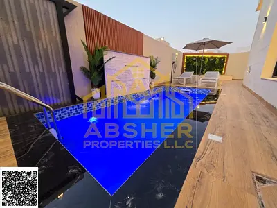 Corner Villa for Sale in Al Zahia - Ajman 6 Master Bedrooms and Private Pool with Fountain