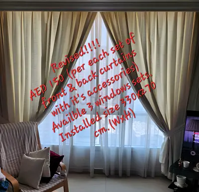 Set of Front & Back Curtains with Accessories - Installed size (330x270 cm)