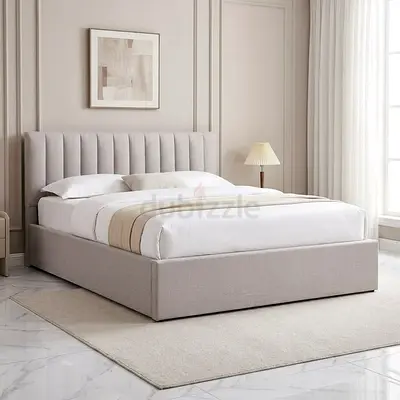 Modern Upholstered Bed Frame with Vertical Stitched Headboard