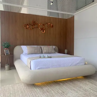 Modern Upholstered Floating Bed Frame