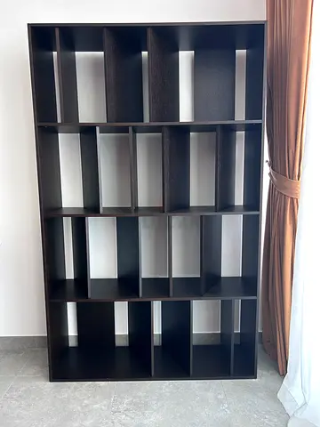 Large Dark Wood Multi-Column Bookcase / Shelving Unit - Good Condition