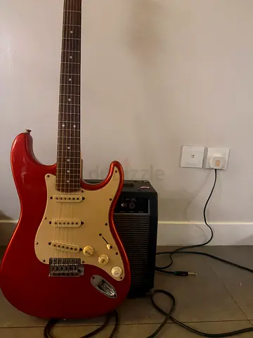 Red Electric Guitar (Strat-style) - Good Working Condition + amp