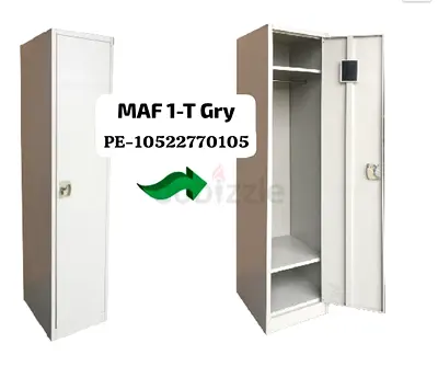 Single-Door Metal Wardrobe/Locker - Grey, 1-Section