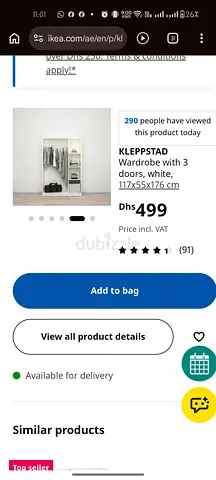 IKEA KLEPPSTAD 3-Door Wardrobe (White) – Excellent Condition
